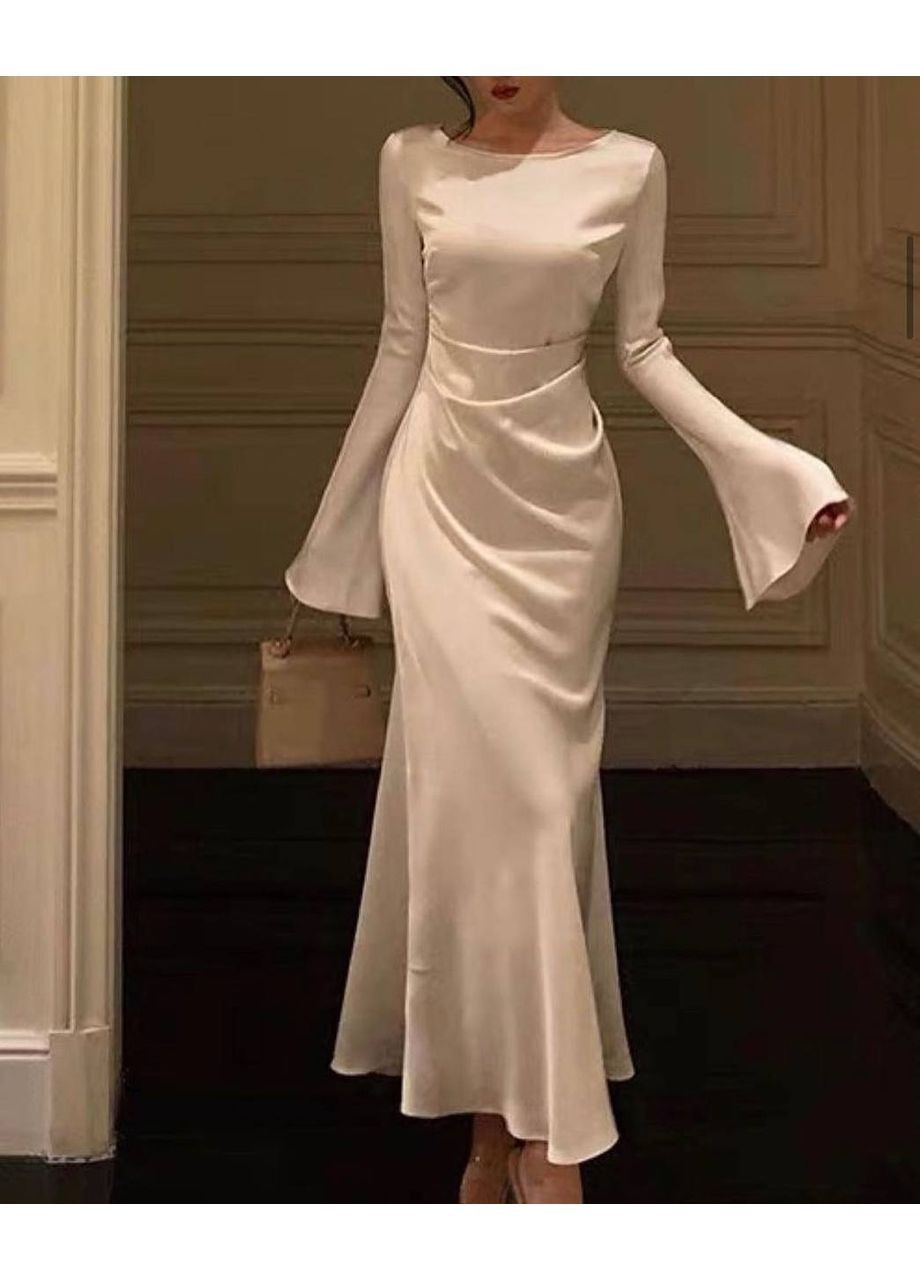 Белое повседневный, вечернее, кэжуал женское платье силуэтная No Brand однотонное