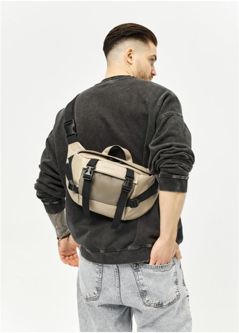 Большая мужская поясная сумка бананка из натуральной кожи Серая (1007038721) Sambag (360752363)