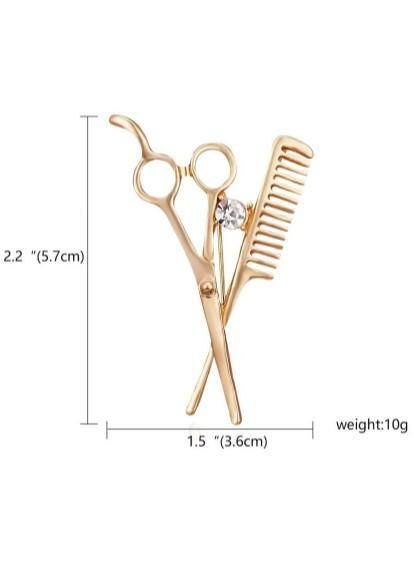 Брошка ножиці з гребінцем, шпилька срібний метал SHE (295931313)