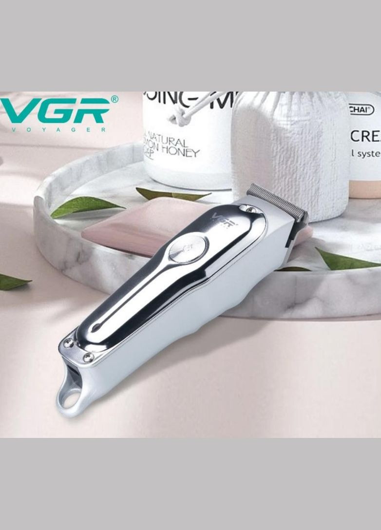 Машинка для стрижки акумуляторна 5 Вт 600 мАг з сріблястою насадками (2390000058) VGR V-071 (351363102)