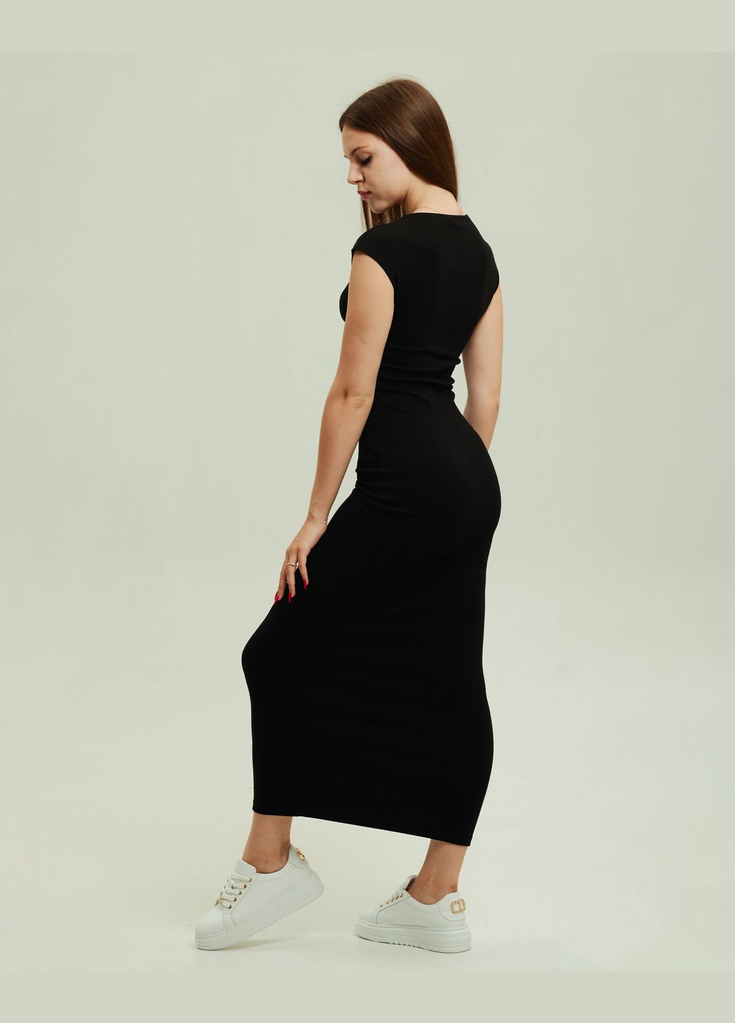 Черное кэжуал платье длинное Dilvin