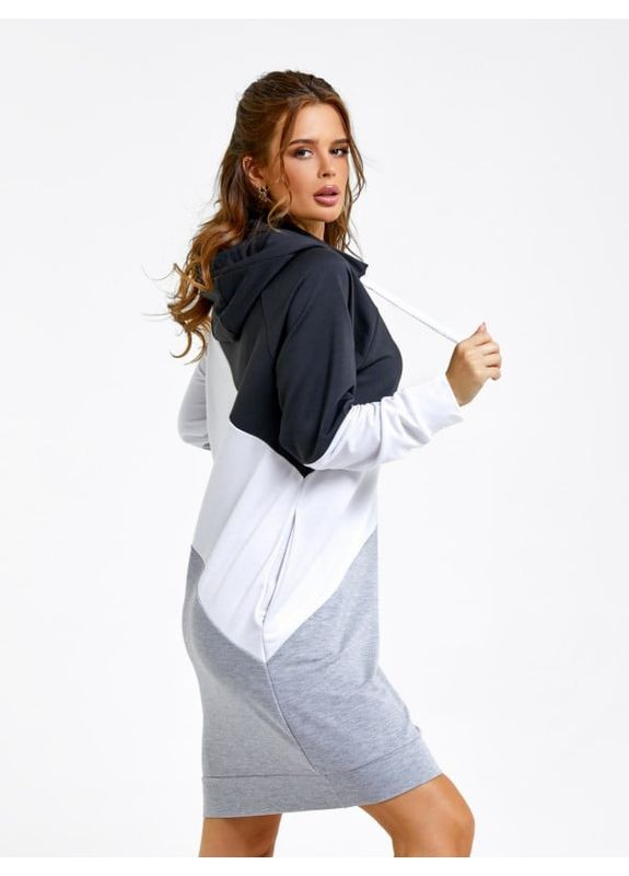 Комбинированное платье sa-27 черно-белое ISSA PLUS однотонное