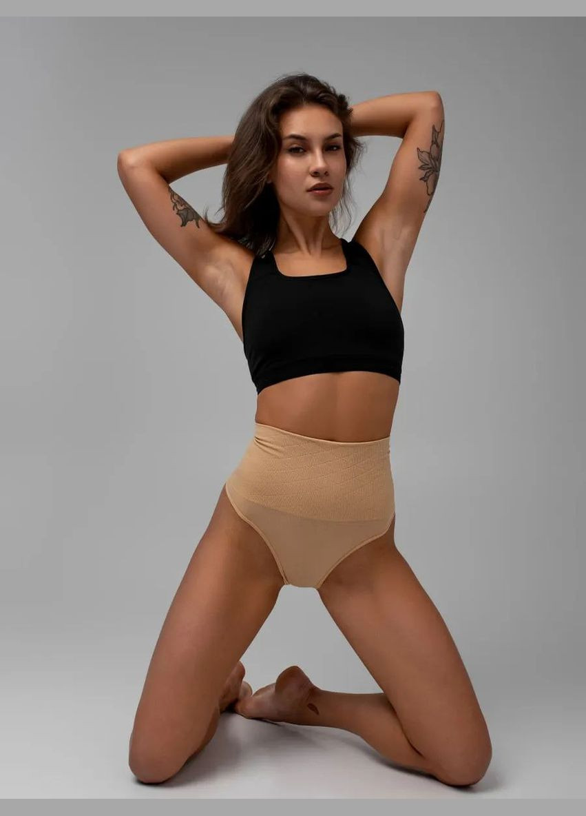 Женские корректирующие утягивающие трусики стринги ромб бежевого цвета No Brand Ромб (315005896)