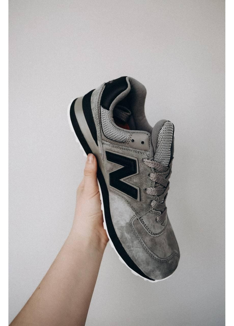 КРОССОВКИ ЖЕНСКИЕ NEW BALANCE 574 GREY BLACK V2 НЬЮ БЕЛАНС 574 No Brand серые демисезоны (367174936)
