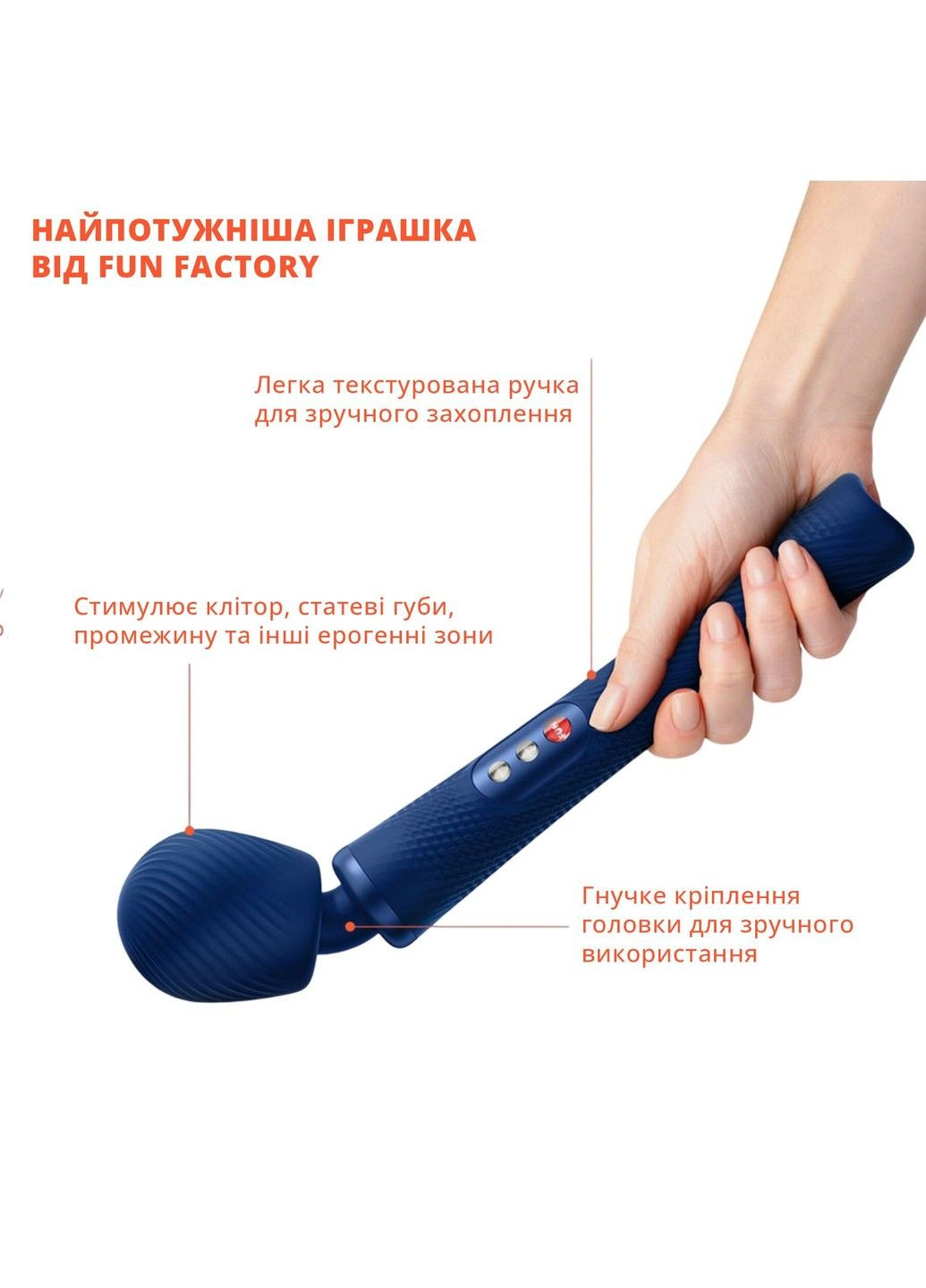 Вібромасажер VIM Vibrating Wand midnight blue, суперпотужний та легкий, до 6 годин роботи Fun Factory (314871676)