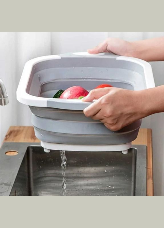 Силіконова багатофункціональна складана обробна миска 3 в 1 Біло-сірий Chopper (365752159)