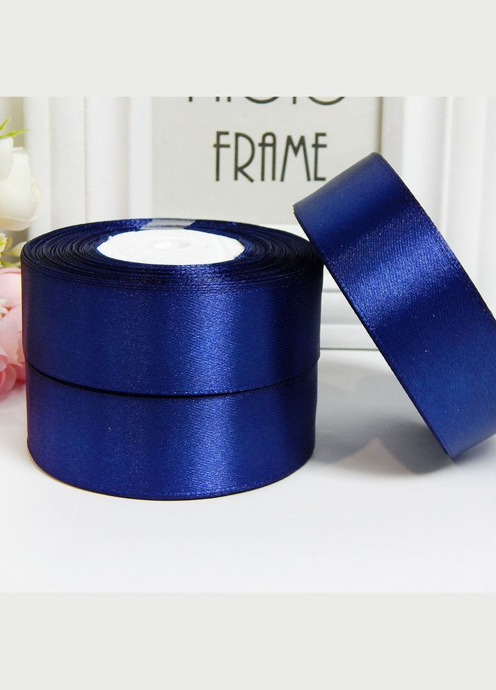 Лента атласная, однотонная, 2,5 см №120 темно-синяя No Brand (340484221)