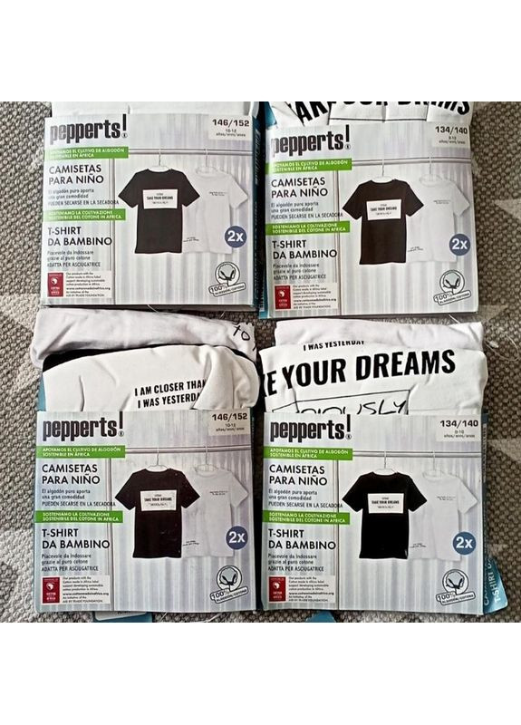 Чорна демісезонна набір футболок для хлопчика Pepperts