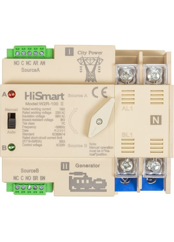 Автоматический переключатель W2R2P 220V 100A HiSmart (315406659)