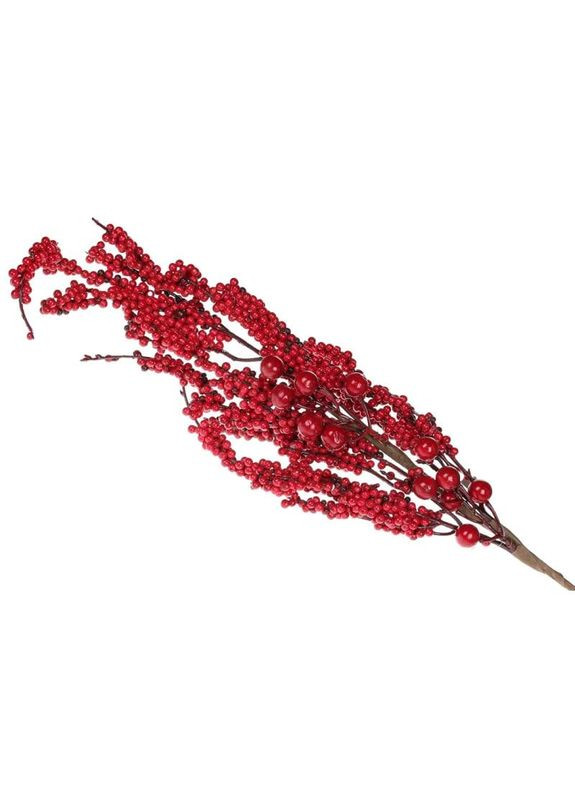 Декоративна гілка 65см Штучні матеріали для декору та флористики з ягодами Червоний No Brand (367078445)
