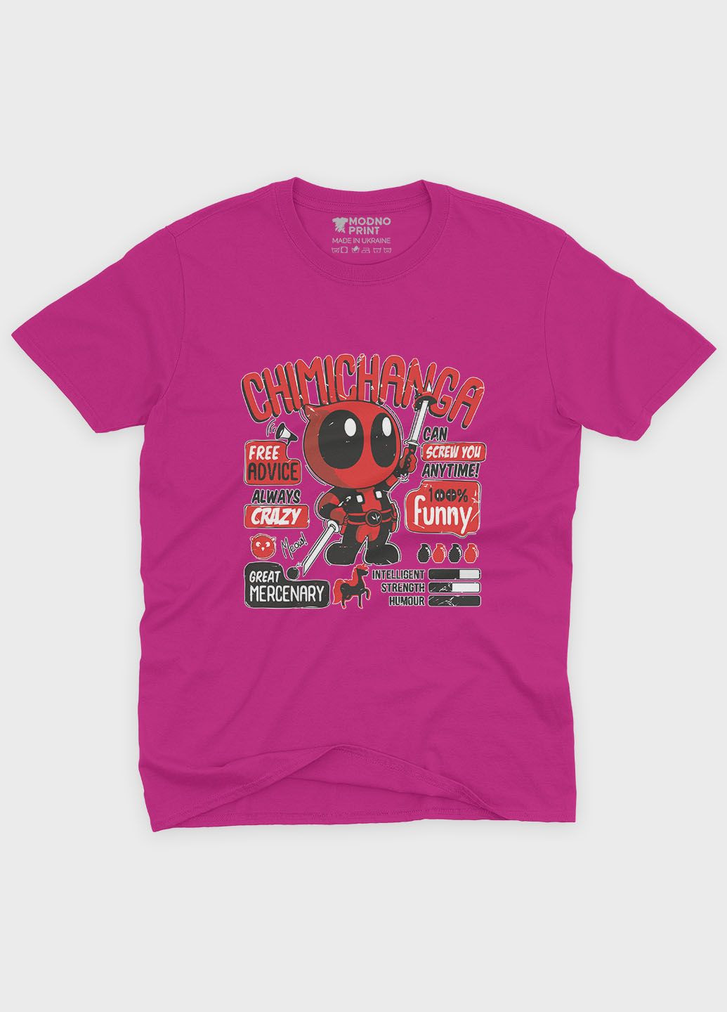 Рожева демісезонна футболка для хлопчика з принтом антигероя - дедпул (ts001-1-fuxj-006-015-030-b) Modno