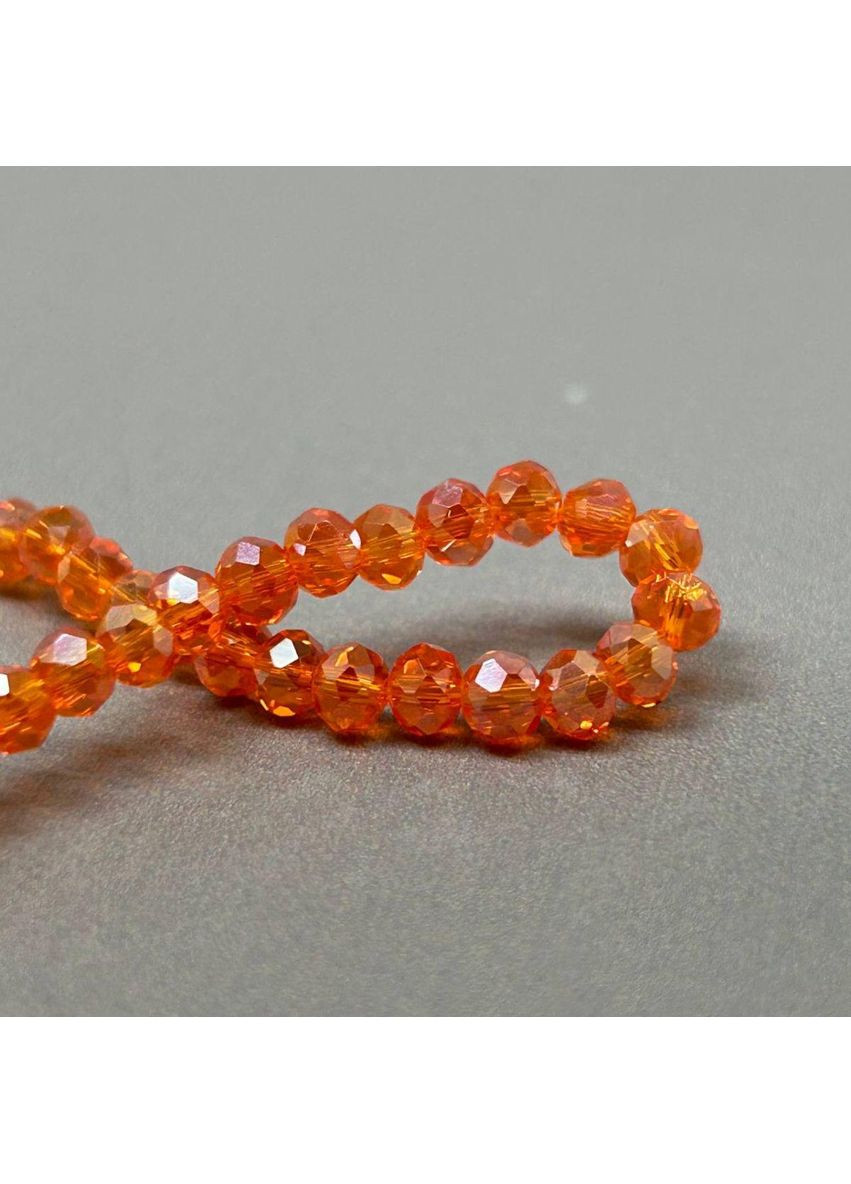 Намистини кришталеві рондель 4х3мм, нитка-130 шт, помаранчевий прозорий з АВ Plus-plus (354798974)