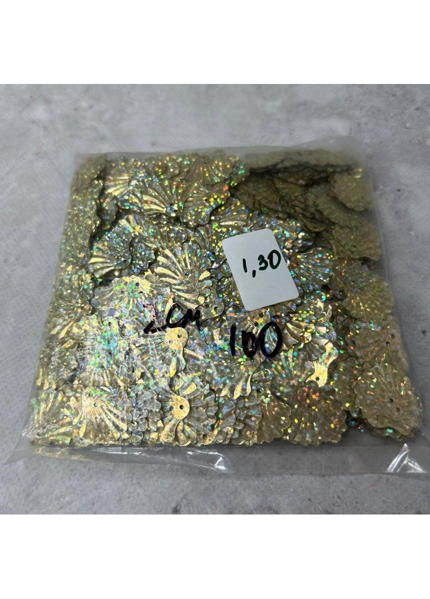 20мм Паєтка мушля 5г - золото голограма Plus-plus (352744421)