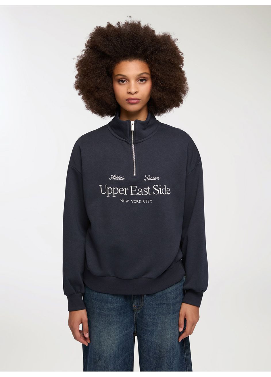 Темно-синий свитшот женщин Terranova надпись (362115886)