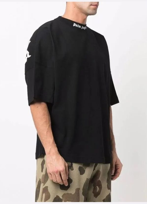Черная футболка мужская Palm Angels Logo Print T-Shirt Oversise