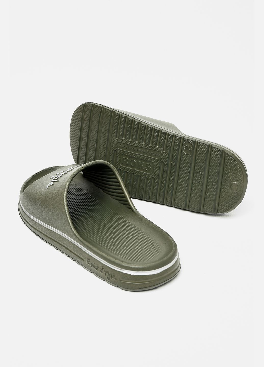 Темно-зеленые кэжуал шлепанцы мужские пена темно-зеленого цвета Let's Shop