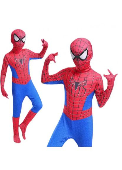 Синій демісезонний spider man комбінезон + балаклава людина павук костюм спайдер мен ( m - 110-120см) No Brand