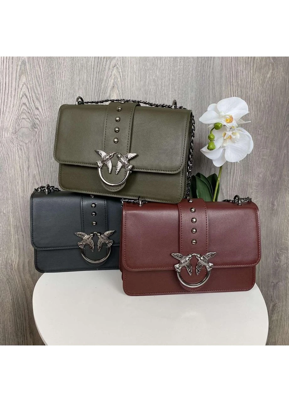 Стильна жіноча міні сумочка клатч Pinko з птахами на ланцюжку MDR No Brand (385865401)