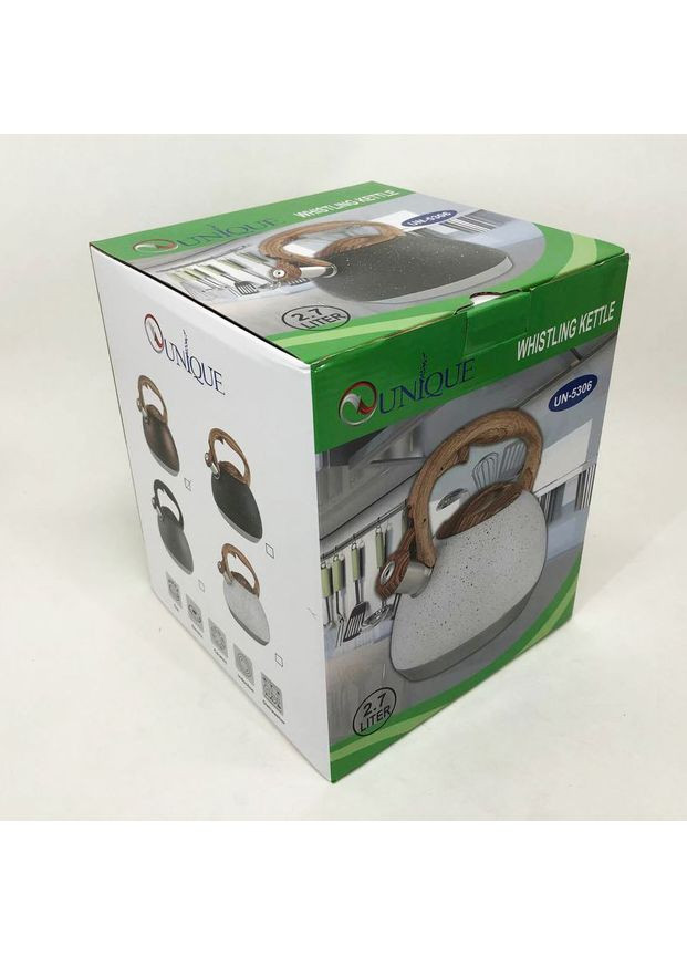 Чайник со свистком UN-5306 2,7л мрамор, качественный чайник для газовой плиты. Цвет: Unique (365813140)