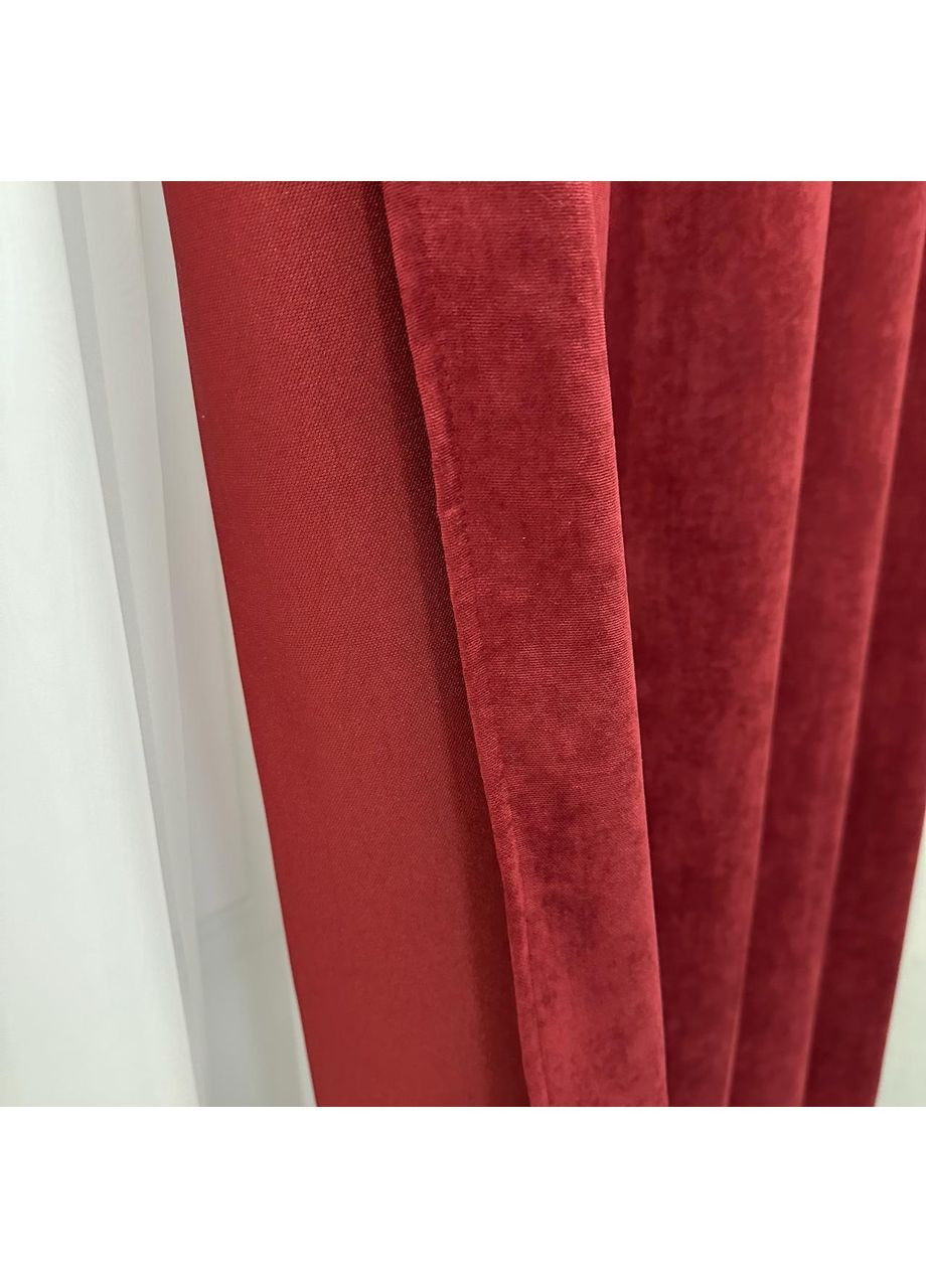 Комплект штор бордового цвета микровелюр "Luxury Touch" (2 шт. по 1.5x2.7 м) - готовы на тесьме. Роскошь и уют! No Brand (366561126)