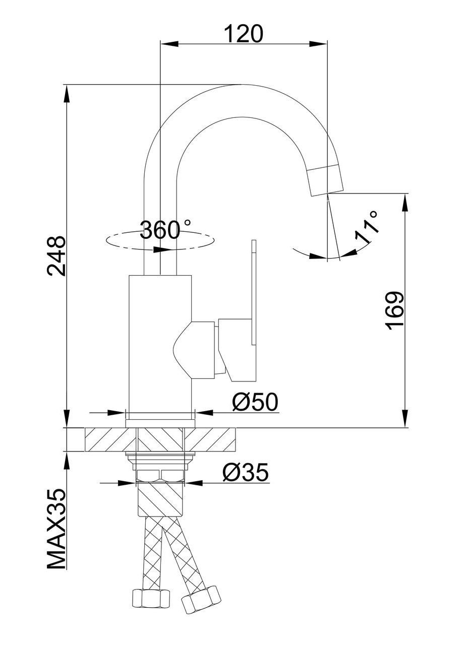 Смеситель для умывальника F1348, сатин Frap (316089034)