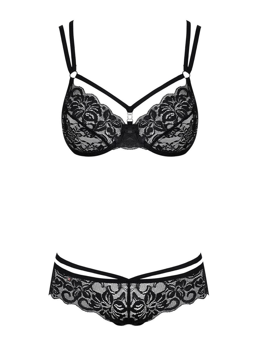 Чорний демісезонний комплект мереживний 860-set-1 Obsessive