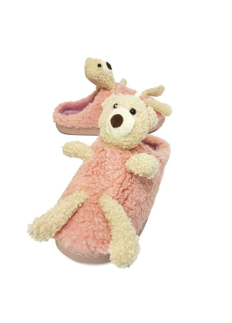 Розовые домашние тапочки женские розовые 3498 медвежонок Jomix