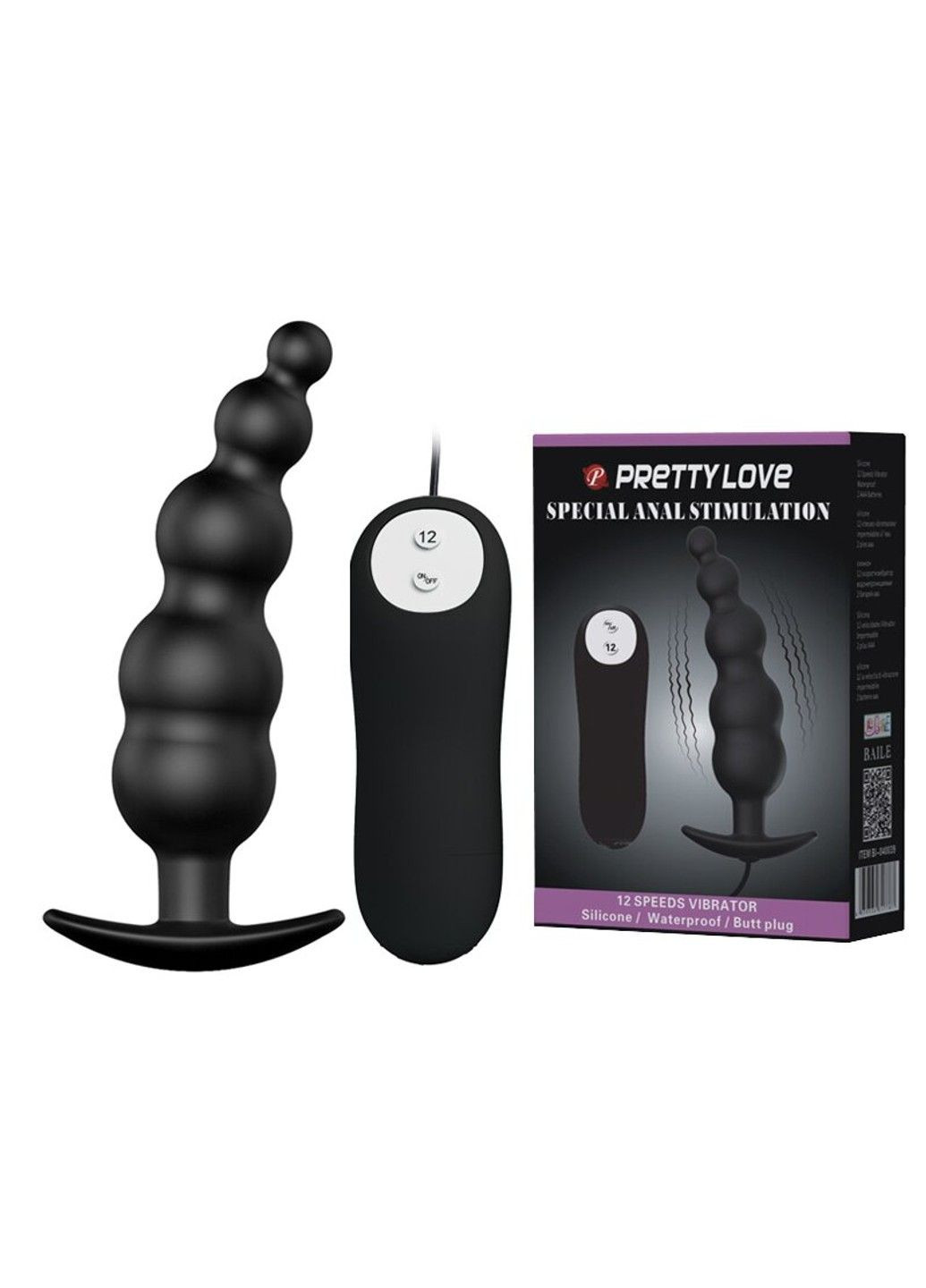 Анальна пробка з вібрацією ГОРОШИНИ No Brand (283328565)