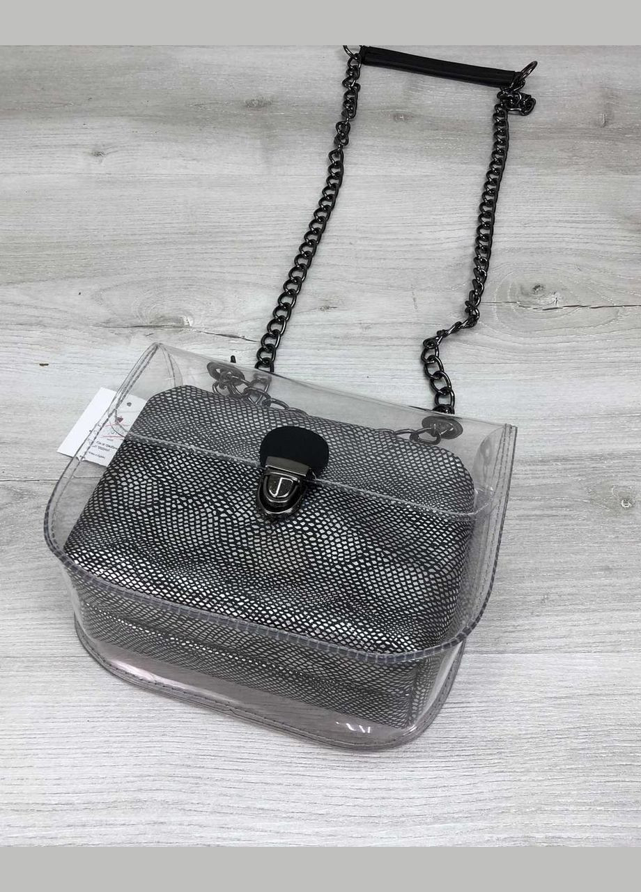 Стильная прозрачная сумка с серебристой косметичкой для девочек «Селена» с ремешком на цепочке WeLassie (298920885)