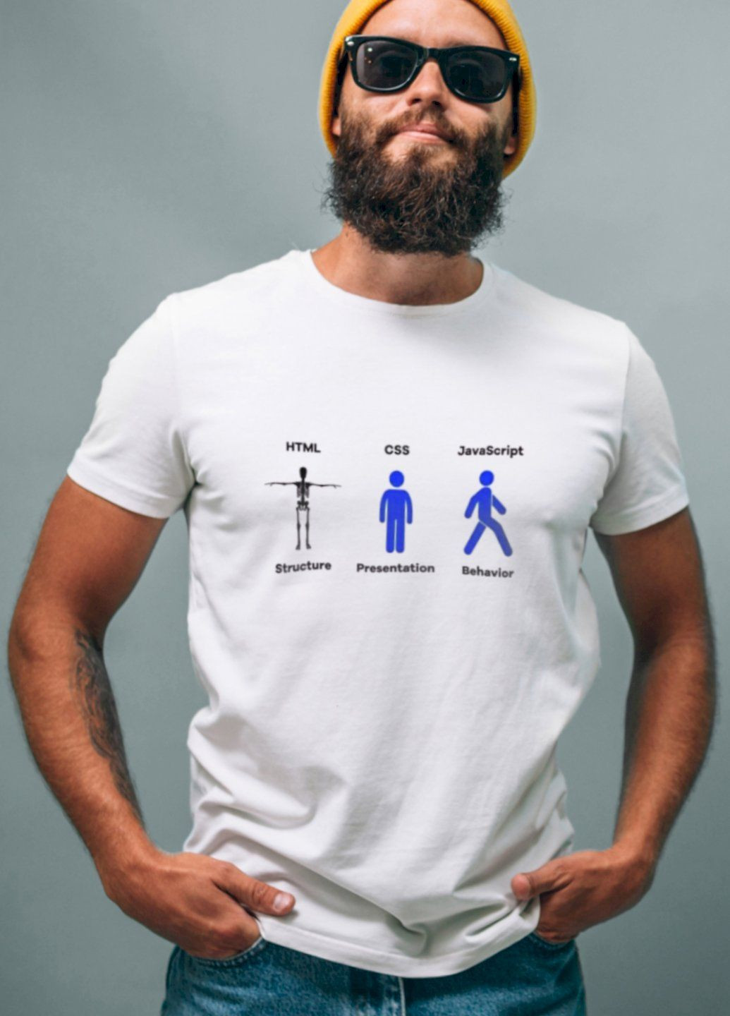 Белая футболка белая мужская "structure. presentation. behavior" Ctrl+