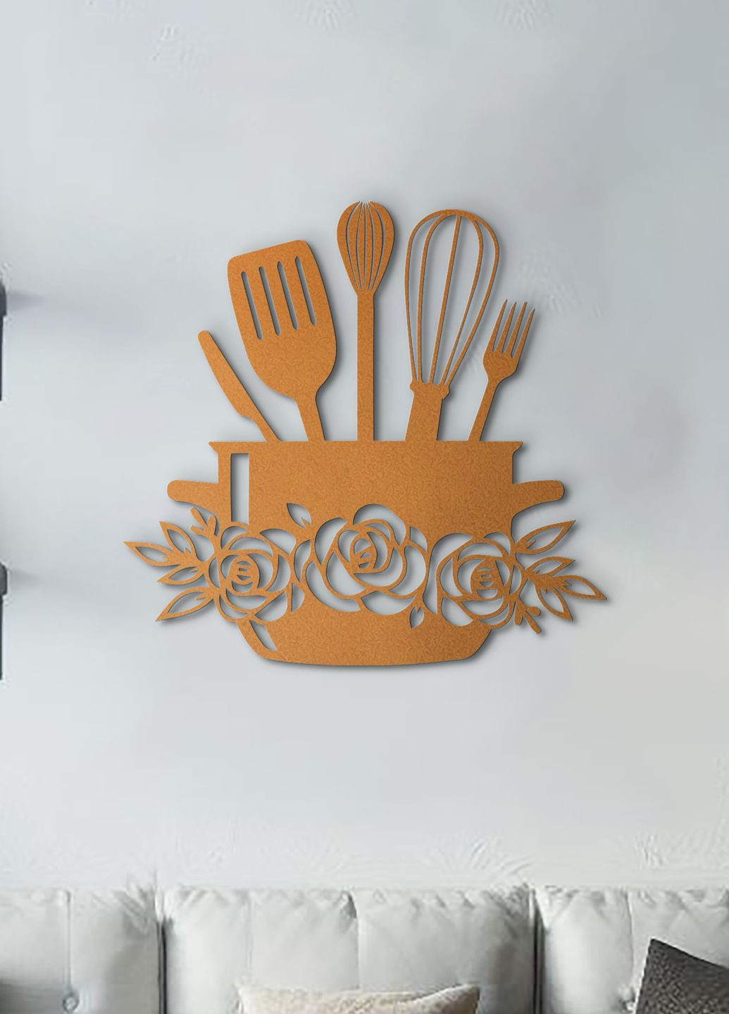 Деревянная картина на кухню, декоративное панно из дерева "Кастрюля хозяйки", стиль лофт 35х38 см Woodyard (292013305)