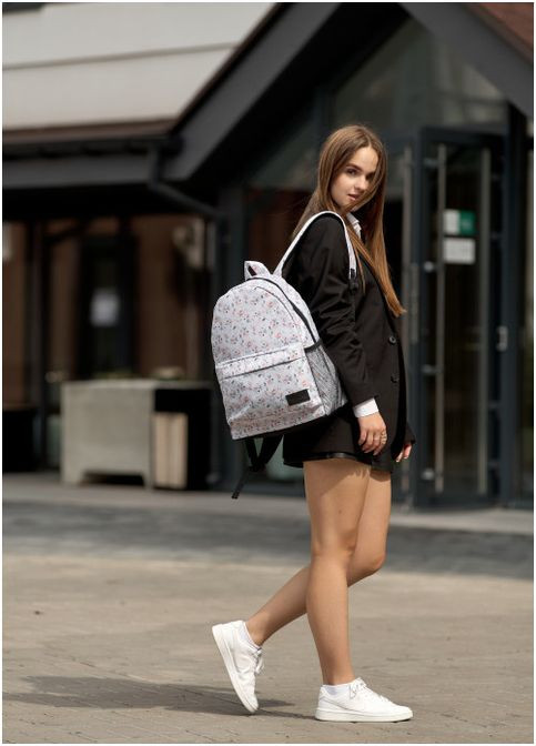 Женский рюкзак Brix с цветочным белым принтом. Sambag (302519120)