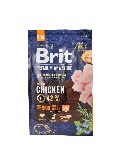 Сухий корм для собак (8595602526390) Brit Premium Dog Senior S+M 3 кг (370020858)
