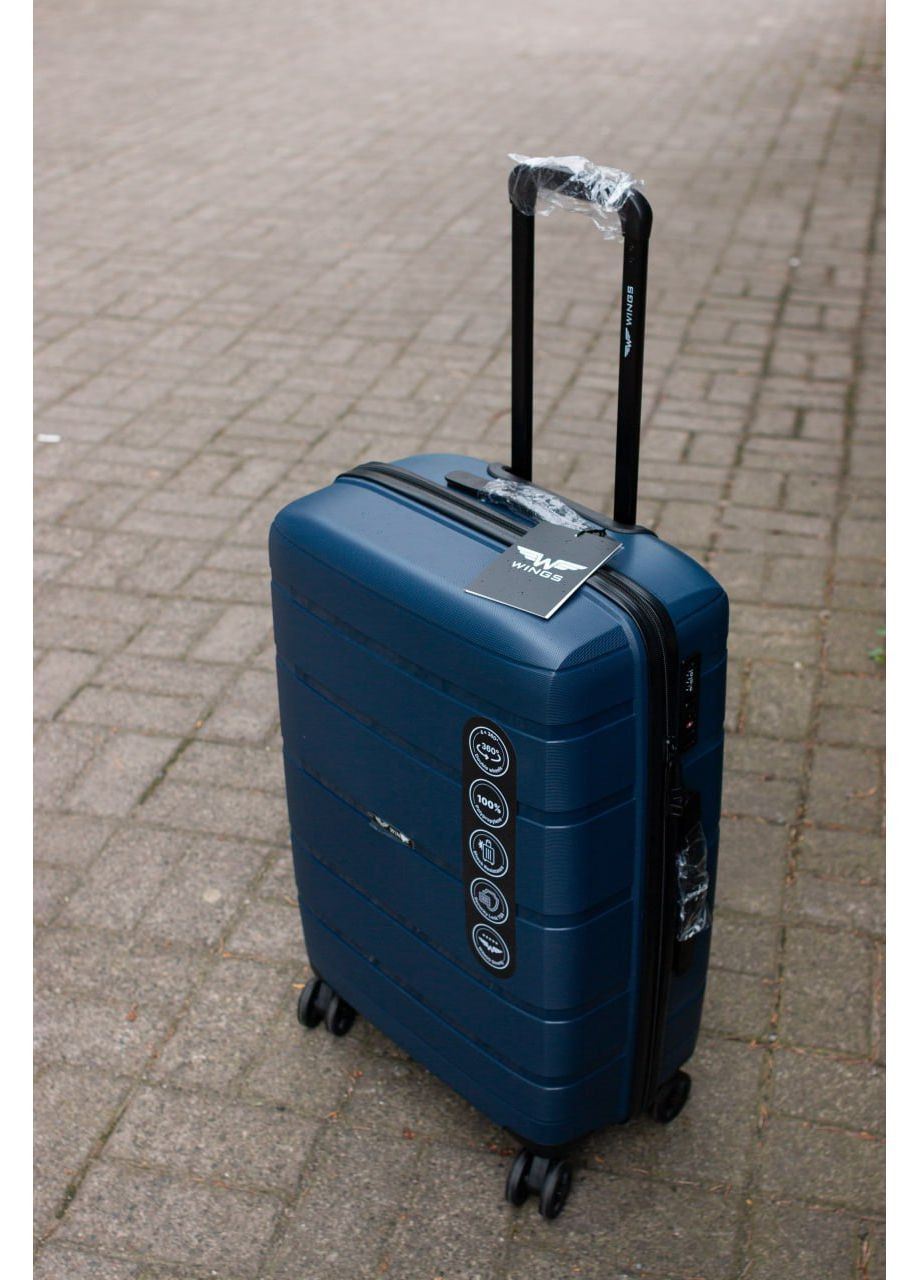Валіза поліпропілен 100% середній M синій Wings HWF01 (372445218)