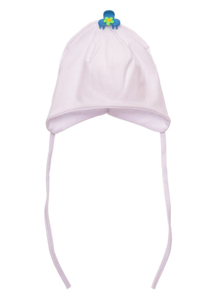 Шапка на зав'язках для хлопчика подвійний трикотаж Teddy Bear біла 1м+ (50982) BABYKROHA (323469369)