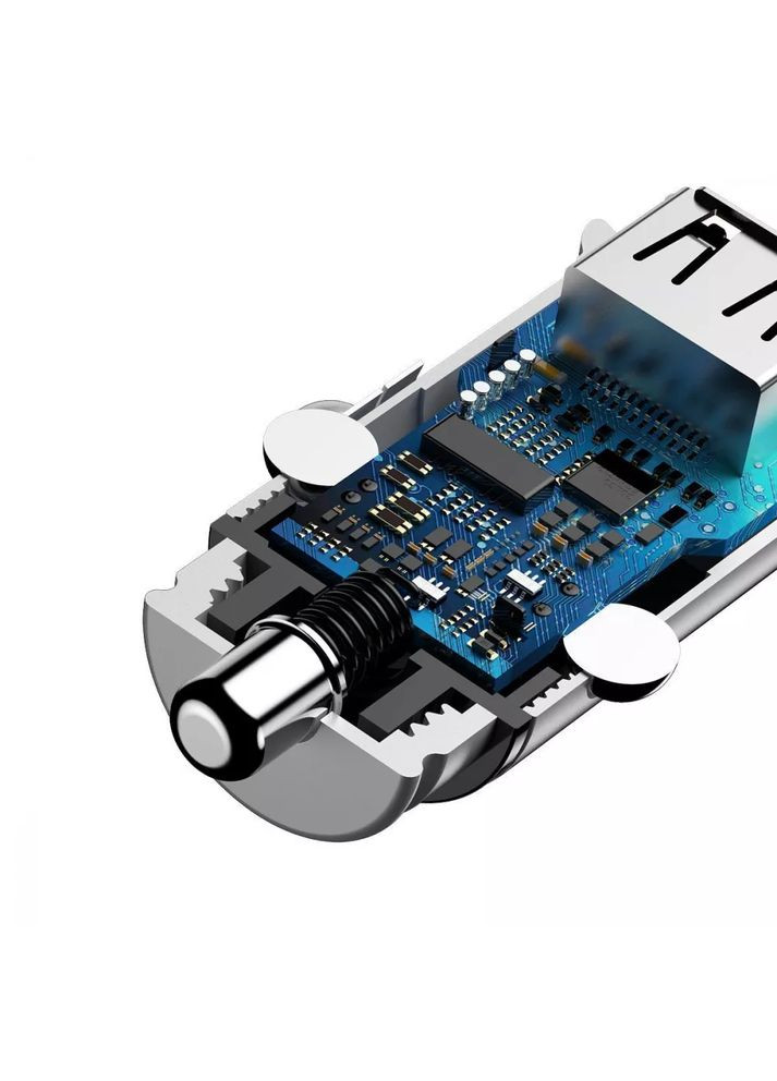 Автомобильное зарядное устройство для Square Metal QC 3.0 30 W 2 USB Baseus (360528359)