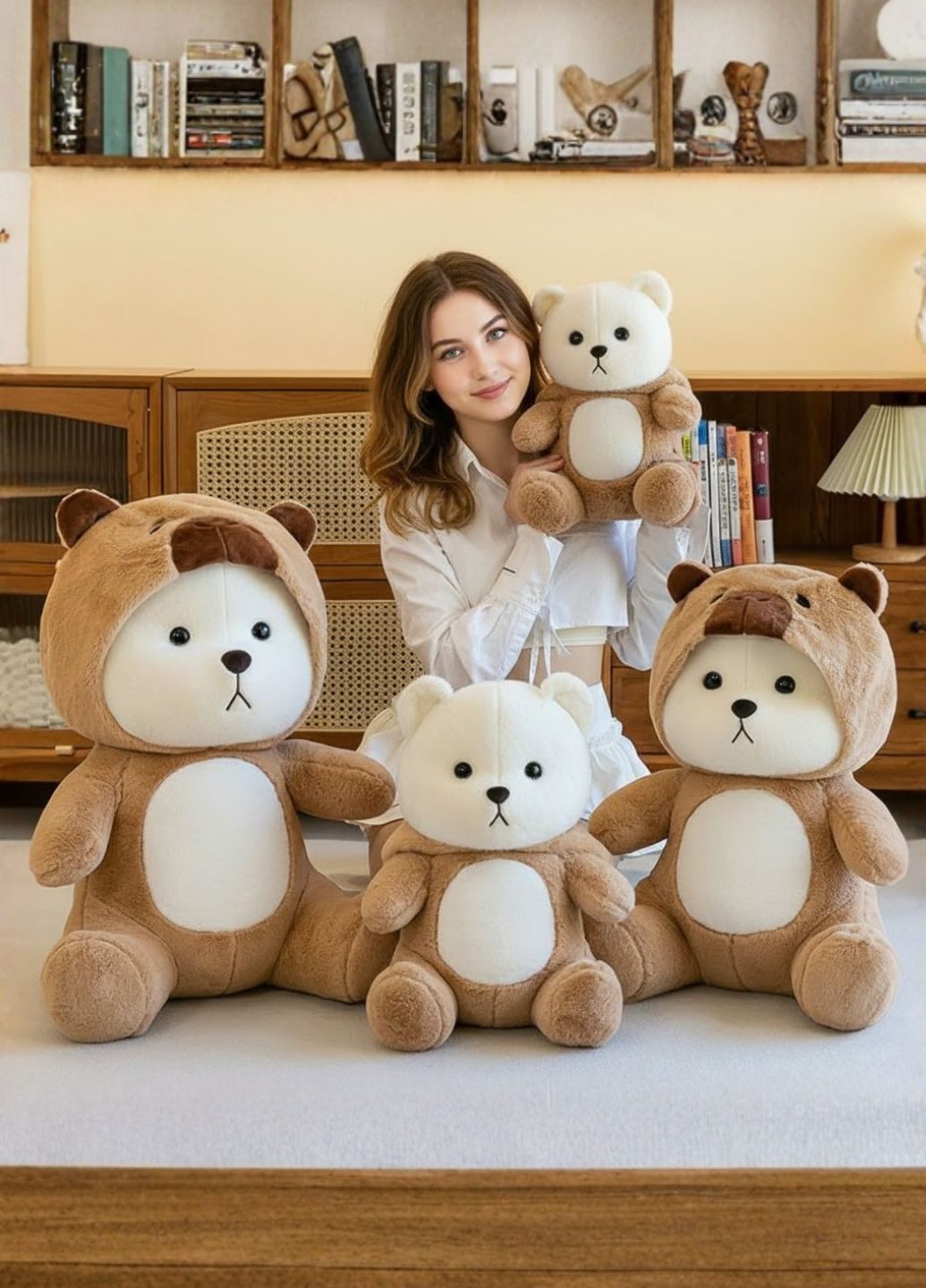 М'ягкая игрушка мишка в кигуруми Капибара 50 см большой плюшевый медведь со съёмным капюшоном My Kigu (372982677)