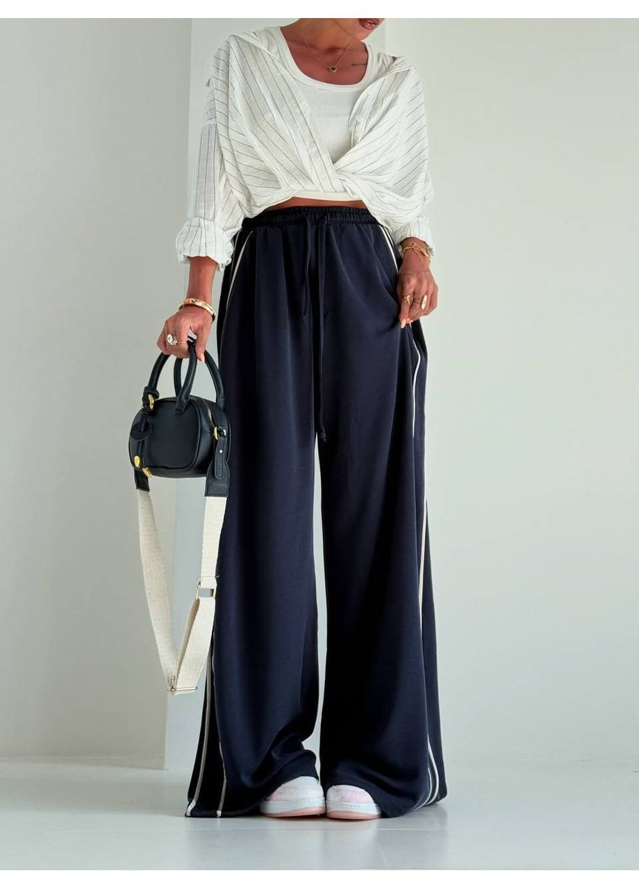 Жіночі велюрові штани палаццо з лампасами Україна (355889488)