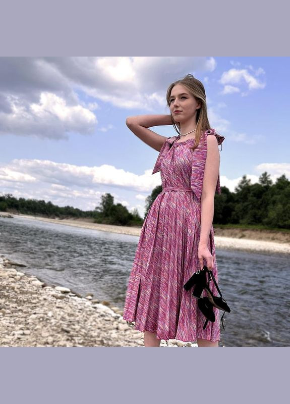 Летний женский летний плиссированный малиновый сарафан с цветным принтом Capricious с узором «градиент»)