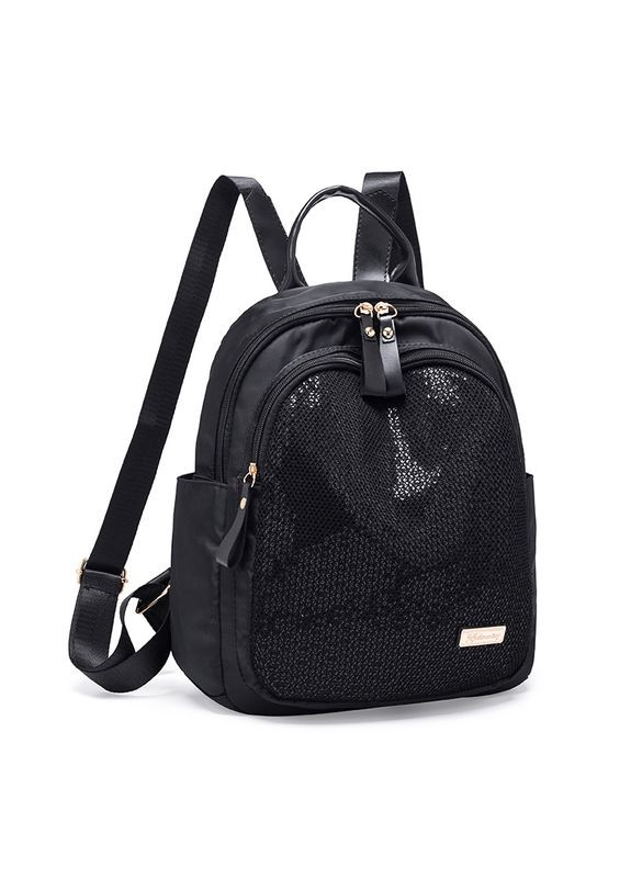 Жіночий рюкзак чорний блискучий з брелоком КиП (290683352)