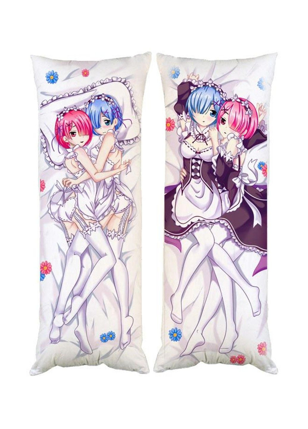 Подушка дакімакура Життя з нуля Рем та Рам декоративна ростова подушка для обіймання двостороння No Brand (328315039)
