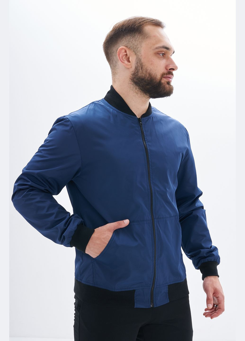 Бомбер синий Intruder бейсбольный на молнии (316037805)