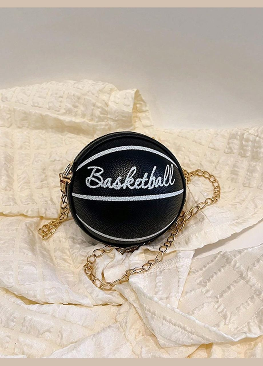 Жіноча кругла сумка маленька 10407 BASKETBALL м'яч на ланцюжку чорна No Brand (313235516)