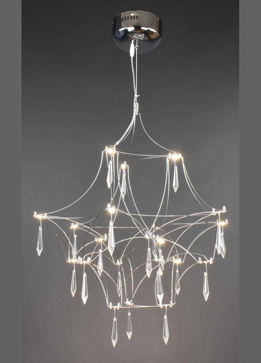 Люстра світлодіодна підвісна LED світильник для квартири на стелю лед 27873 Хром 65-180х60х60 см. Sunnysky (364767488)