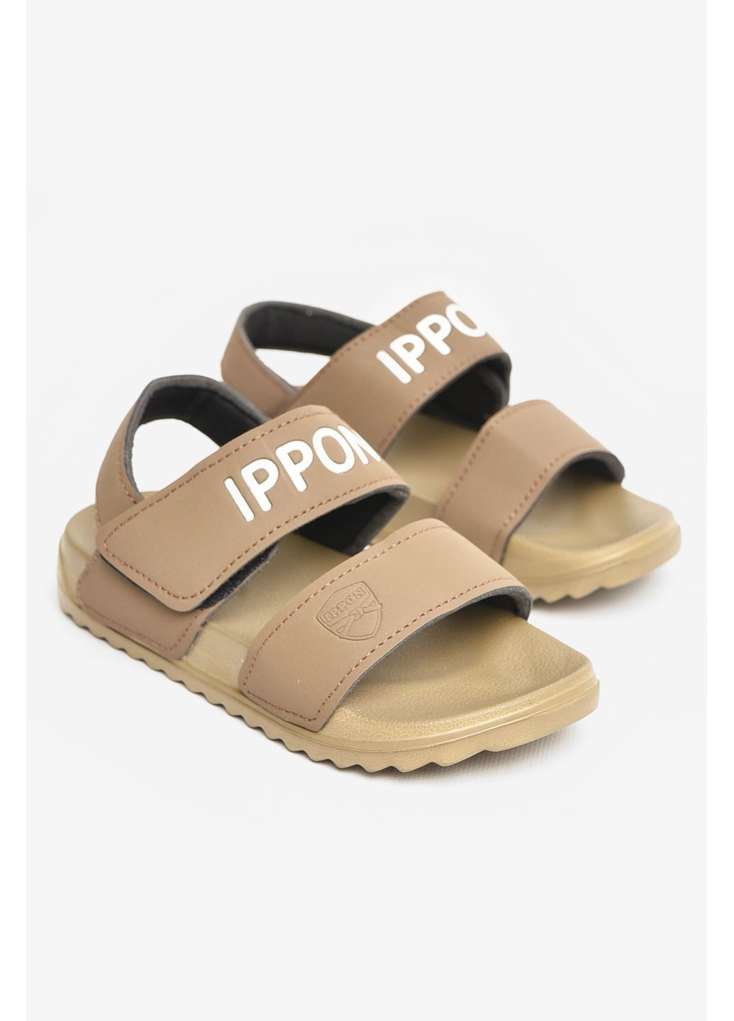 Темно-бежевые сандали детские темно-бежевого цвета на липучке Let's Shop