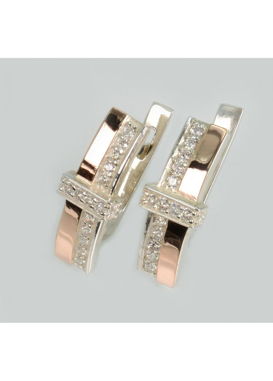 Сережки срібні з золотими вставками і фіанітами Silver Style (367112407)