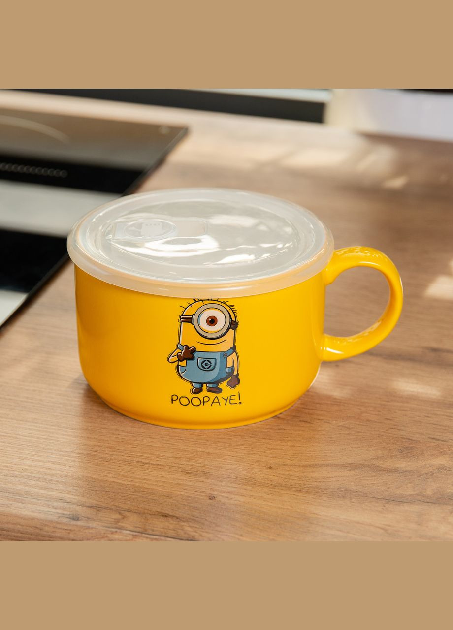 Миска керамическая с пластиковой крышкой, 900 мл, для супа и лапши HP-15-18BM Yiwu (306849232)