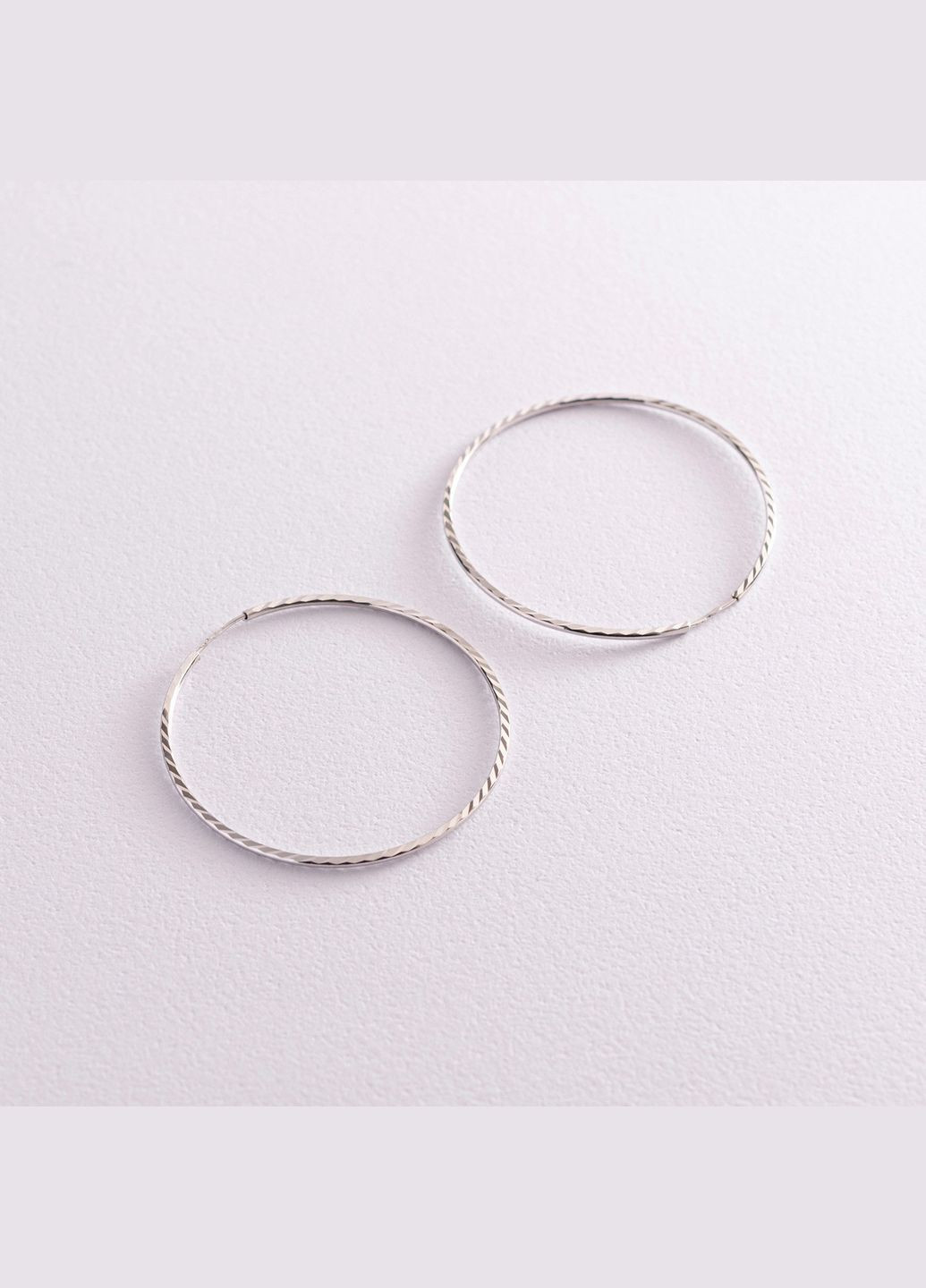 Сережки - кільця в білому золоті (3.8 см) с07796 Oniks (264025082)