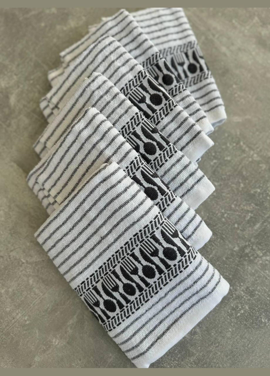 Комплект полотенец махровое для кухни 40x60 см в упаковке 6 шт No Brand абстрактный комбинированный