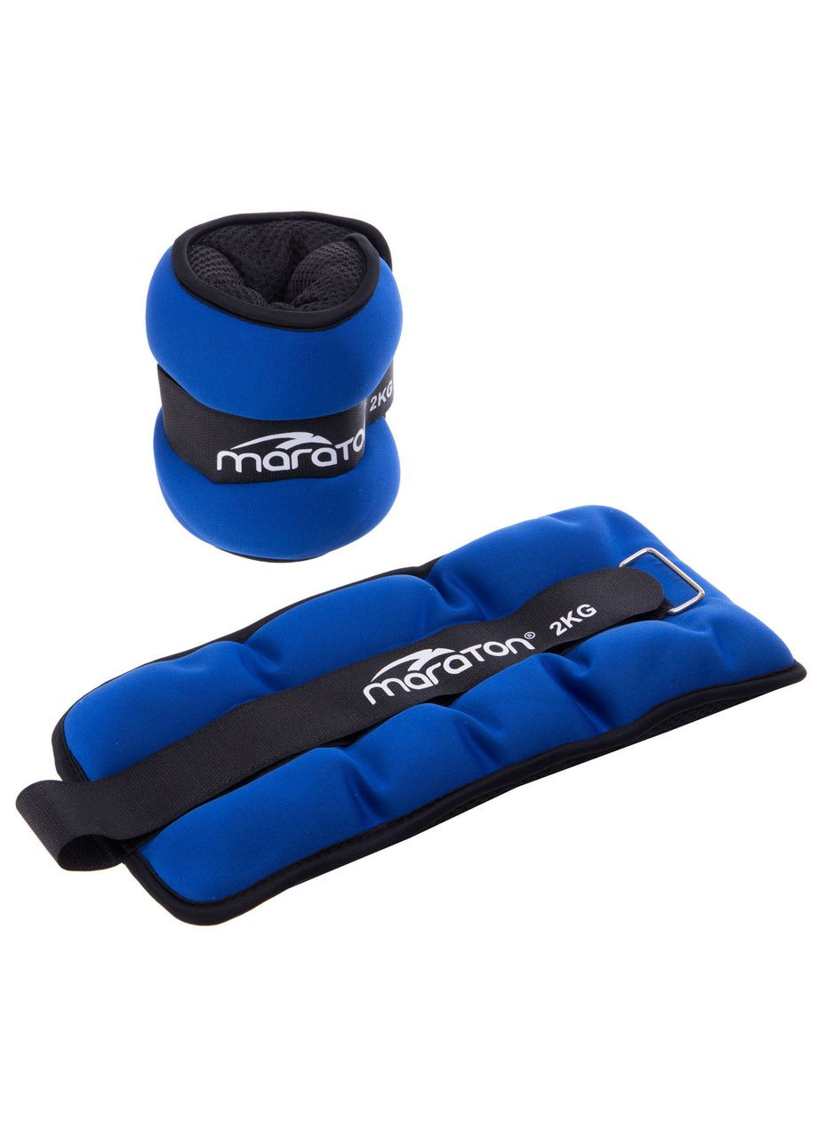 Утяжелители-манжеты для рук и ног Pro (2 x 2кг) (нейлон, песок, синий-серый) (FI-3123-4) Maraton (361439114)